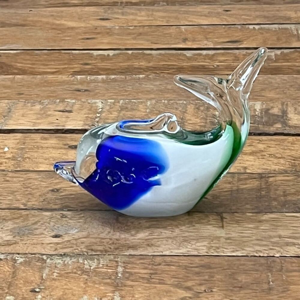Vintage Art Glass Fish Figurine Display Marine Decor Nautical